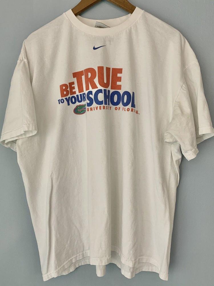 Y2K Nike T-Shirt Be True To Your School Florida Gators Double Sided Team Mens XL